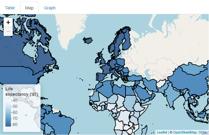 We’ve added a legend so that users can easily associate different fill colors with different life expectancy values.