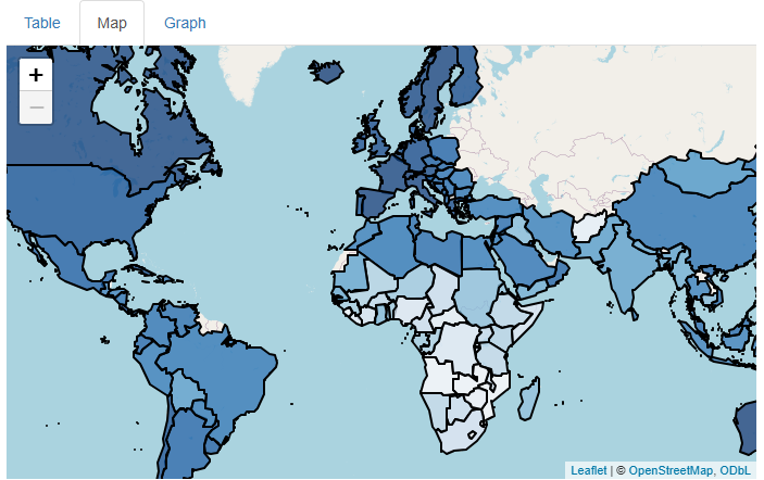 We’ve successfully mapped each country’s 2007 life expectancy value to the fill color of that country’s polygon.